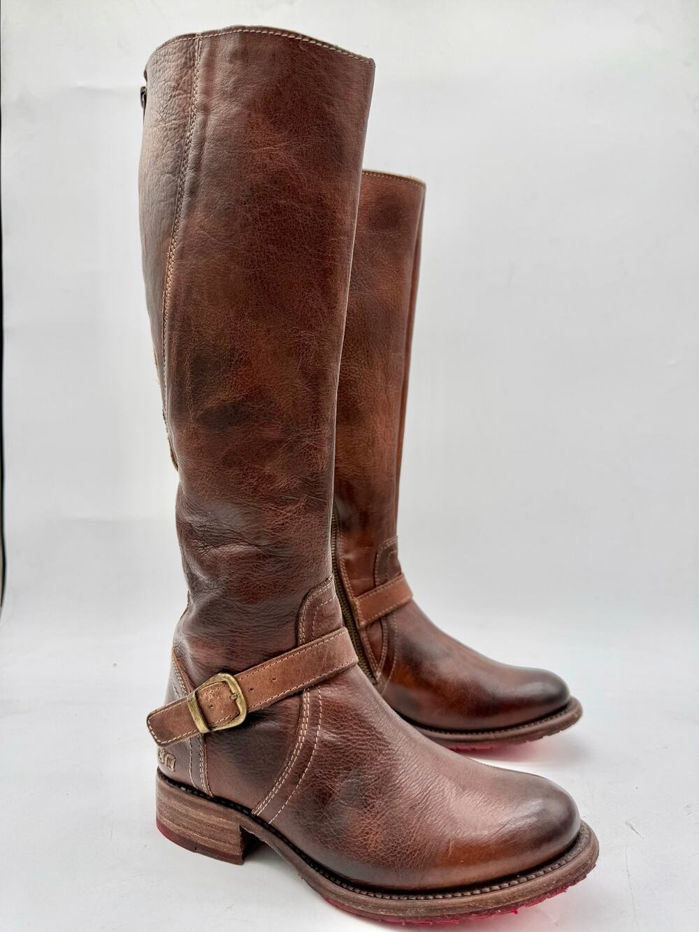 Bed Stu Glaye Boots Women’s 7.5 Tall Leather Harness Moto Teak Rustic Brown